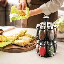 360 Rotating Spice Rack 12 Glass Jars Kitchen Counter Cabinet Tower Spice Sets & Racks price