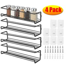 4 Packs Kitchen Spice Rack Organizer Storage Shelf Cabinet Jar Holder Wall Mount Spice Sets & Racks price