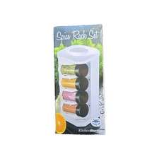 Kitchen Worthy Spice Rack Set 8 Jars and Lids Rotating White  New Spice Sets & Racks price