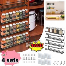 4pcs Kitchen Spice Rack Organizer Storage Shelf Cabinet Jar Holder Wall Mount Spice Sets & Racks price