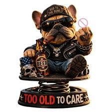Funny Resin Bulldog Bobblehead Too Old To Care Nodding Dashboard Dog Dashboard Care price