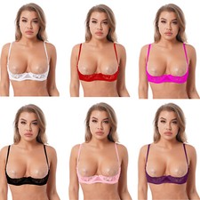 Womens Lace Half Cup Bra Underwired Bra Sexy Open Nipple Bra Sleepwear Lingerie Bra price
