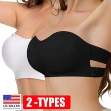 Women Strapless Padded Bra Tube Top Seamless Bandeau Bralette Stretch Underwear Bra price