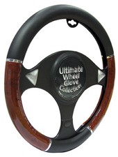 Car Steering Wheel Cover Universal Black & Wood Effect Anti Slip Grip - NEW Steering Wheel Cover price