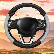 15" Black&Gray Car Steering Wheel Cover Nappa Leather Anti-Slip Breathable Steering Wheel Cover price