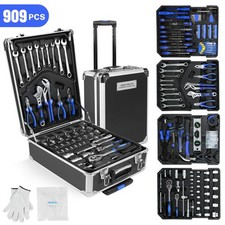 Tool Set Mechanics Tool Kit 909 PCS Wrenches Socket with Trolley Case Box Silver Car Tool Sets price