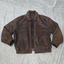 Roundtree & Yorke Brown Lambskin Lined Soft Leather Men's Moto Bomber Jacket - L Motorcycle Jackets price