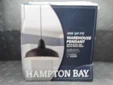 Hampton Bay 1-Light Black Warehouse Pendant Hanging Light with Metal Shade Pendant Light price