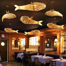 Large Fish-Shaped Wooden Ceiling Pendant Light Chandelier Lamp Hanging Fixtures Pendant Light price