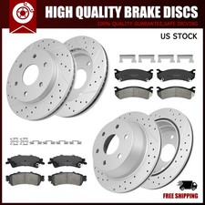 Front Rear Drilled Rotors Ceramic Brake Pads For Chevrolet Silverado Gmc Safari Brakes price
