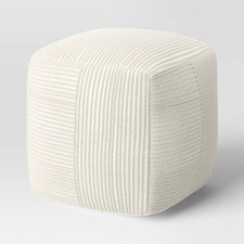 Ribbed Pouf Ottoman Cream - Room Essentials Pouf price
