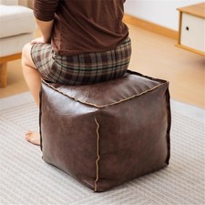 Square Pouf Ottoman Cover,No Filler Waterproof PU Foot Stool, Cube Bean Bag Pouf price