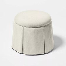 Box Pleat Skirt Storage Ottoman Performance Fabric Cream - Threshold Pouf price