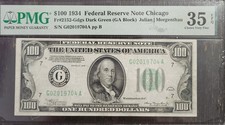 DBR 1934 $100 DGS FRN Chicago Fr. 2152-Gdgs PMG 35 EPQ Serial G02019704A DGS price