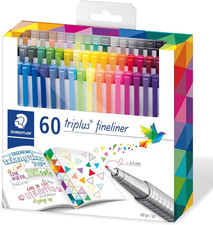 Triplus Fineliner 60Pc Felt-Tip Pen Set: 0.3Mm Assorted Colors, Water-Base Ink, Felt-tip Pen price