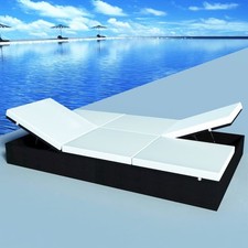 Sun Lounger Black PE Rattan Double Removable Covers Sun Lounger Sun Lounger price