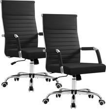 Ergonomic Office Desk Chair, Executive Ribbed Mid-Back PU Leather Conference Roo Conference Chair price