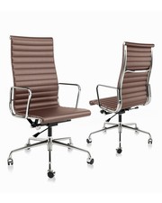 Ergonomic Ribbed Office Chair Genuine Leather Executive Conference Chairs Brown Conference Chair price