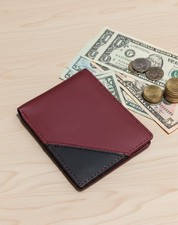Men's Slim Bifold Wallet, Leather Credit Card ID Holder Burgundy Men's Card Holder price