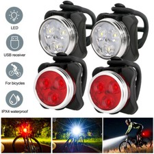 2 Set USB Rechargeable LED Bicycle Headlight Bike Rear Lamp Cycling Light Motorcycle Lights price