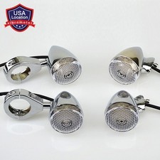 4x Front Rear Motorcycle LED Turn Signal Light 41mm Fork Clamp Chrome For Harley Motorcycle Lights price