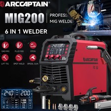 2026 ARCCAPTAIN 200A MIG Welder 110V/220V Gas/Gasless Flux Core Stick Lift Tig Welding Machines price
