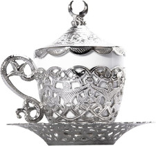 Gelincik Turkish Coffee Cup & Saucer (Silver) Turkish Classics price