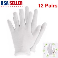 12 Pairs (24 PCS) White Soft Cotton Work Gloves Jewelry Coin Silver Inspection Work Gloves price
