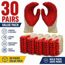 30 Pairs Work Gloves Latex Coated Grip Safety Gloves Free Size Bulk Pack Work Gloves price