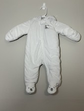 White Fleece Hooded Bear Snowsuit Zip One Piece 3-6 Months Baby Snowsuit price