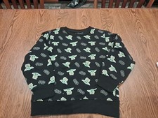 Star Wars Grogu Baby Yoda Boys Black Sweatshirt All Over Print Size Large Crew Boys' Sweatshirt price