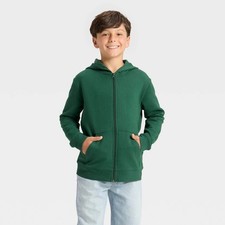 Cat & Jack Boys' Fleece Zip-up Hooded Sweatshirt Size Large Dark Green NWT Boys' Sweatshirt price
