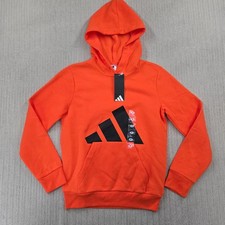 Adidas Hoodie Youth Medium 10/12 Orange Logo Fleece Pullover Sweatshirt Boys Boys' Sweatshirt price