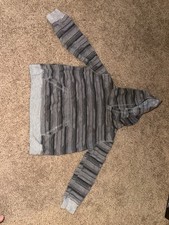 Gray and Black Striped Hooded Pullover Sweatshirt Boys' Sweatshirt price