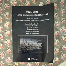 West Academic Civil Procedure Supplement 2025-2026 Paperback Friedenthal et al. Civil Law price