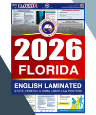 2026 Florida FL LABOR LAW POSTER (Federal & State) English Laminated Labor Law price