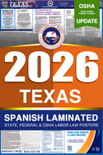 2026 Texas TX LABOR LAW POSTER (Federal & State) Spanish Laminated Labor Law price