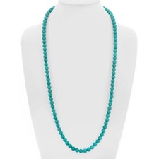 Super Long Lab Created Turquoise Bead Ball Necklace Ladies 30 Inch Necklace Costume Necklace price