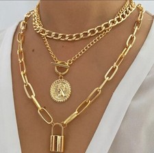 Chunky Multi-Layer Necklace Trendy Pendants Choker Women Fashion Jewelry 98-3 Costume Necklace price
