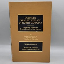 Vintage Webster's Real Estate Law NC 3rd Edition 1988 w/ 1991 Supplement Real Estate Law price