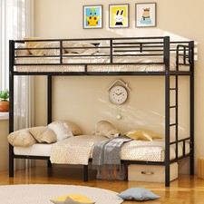 Twin Over Twin Bunk Bed Heavy Duty Metal Bunk Bed Frame for Adults Teens Black Bunk Bed price