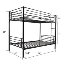 78" Modern Metal Twin Over Twin Bunk Bed Frame with Ladder Kids Child Bedroom Bunk Bed price