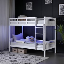 Modern Bunk Bed with LED Lighting & USB Ports, Heavy-Duty Twin Over Twin Bunk Bed price