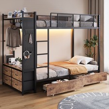 Twin Over Twin Bunk Bed Frame with 6 Storage Drawers, Bed Frame with LED & Power Bunk Bed price