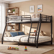 Heavy Duty bunk beds twin over full with stairs Guardrail Underbed Storage Black Bunk Bed price