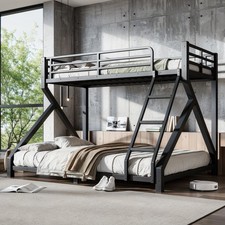 Twin XL over Queen Bunk Bed with ladders, Metal Bunk Bed Low Profile Bunk Bed Bunk Bed price