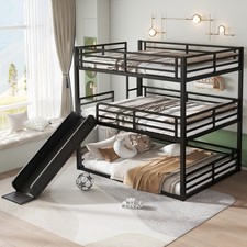 Queen over Queen over Queen Bunk Bed with Slide Metal Triple Bunk Bed Black Bunk Bed price