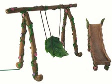 Fairy and Gnome Miniature Swing and Slide Set - A Fairy Garden Accessory Garden Accessory price