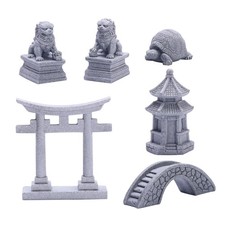 6 PCS Mini Zen Garden Accessories, Miniature Garden Bridge Foo Dogs Torii Gat... Garden Accessory price