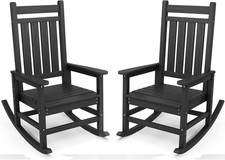 Set of 2 Black HDPE Outdoor Rocking Chairs for Adults Garden Chair price